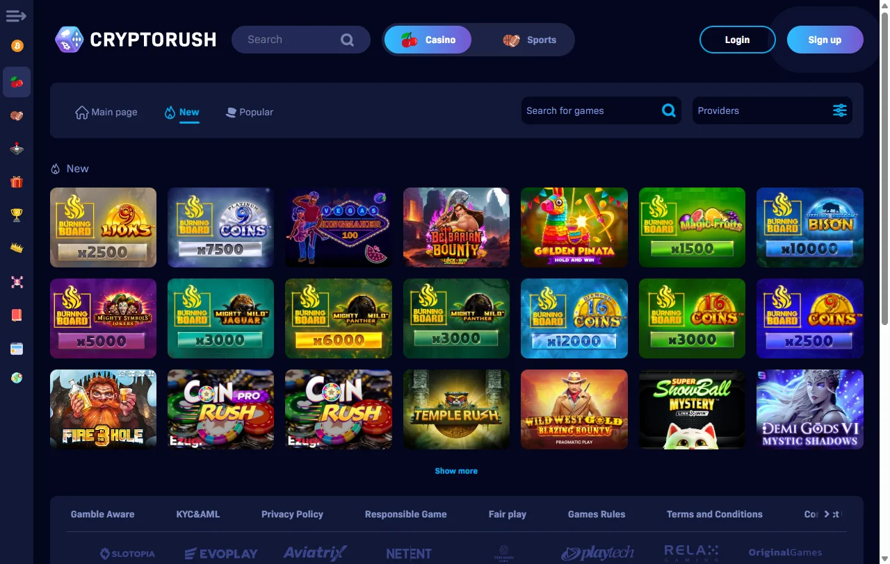 Bônus de boas-vindas e promoções no CryptoRush Casino Brasil