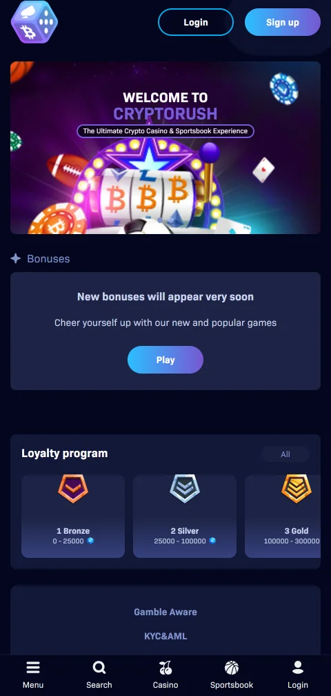 Depósitos PIX e saques no CryptoRush Casino Brasil mobile