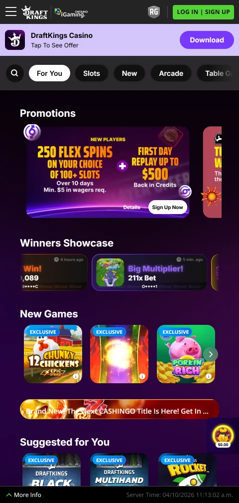 Acesso móvel jogos DraftKings Casino Brasil smartphone
