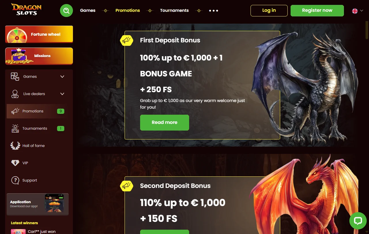 Slots e jogos ao vivo disponíveis no DragonSlots Casino Brasil