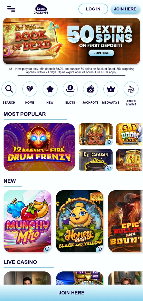 Jogos mobile acessíveis Dream Jackpot Casino Brasil dispositivos
