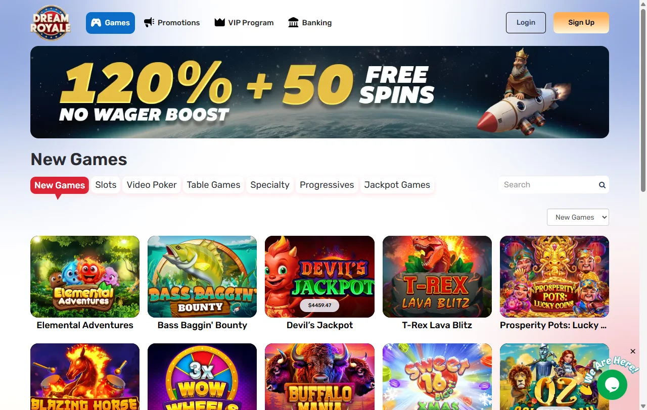Jogos slots mesas live DreamRoyale Casino Brasil catálogo variado