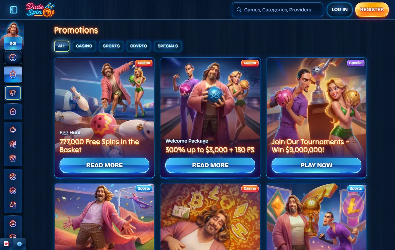 Seleção jogos e provedores principais DudeSpin Casino Brasil