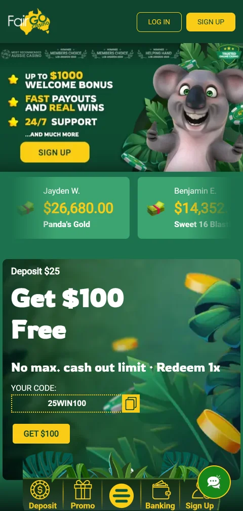 Plataforma móvel responsiva Fair Go Casino Brasil acessível