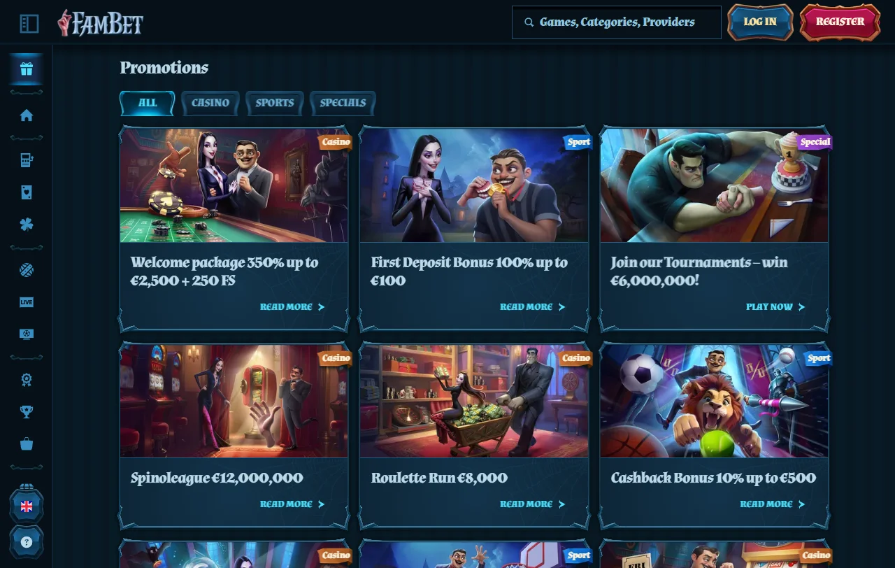 Slots e jogos ao vivo destacados na Fambet Casino Brasil