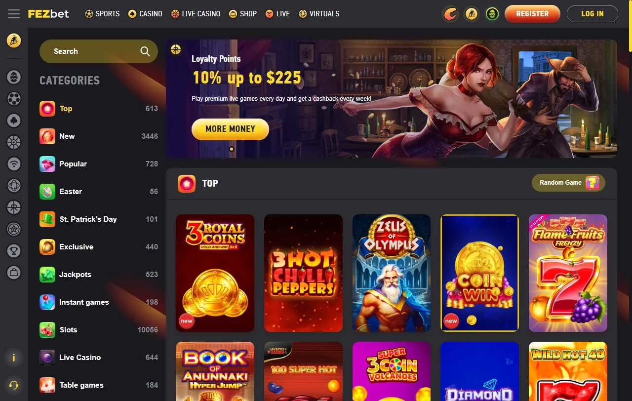 Seleção de jogos e provedores na FezBet Casino Brasil
