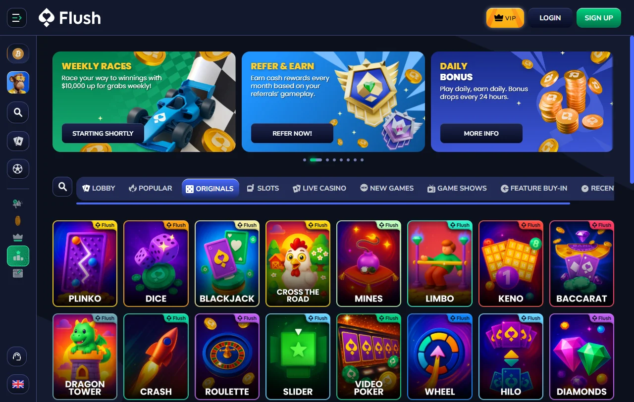 Seleção jogos e provedores principais Flush Casino Brasil