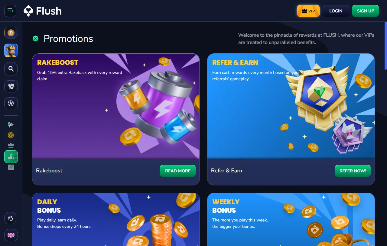 Promoções bônus e ofertas bem-vindas Flush Casino Brasil