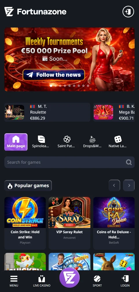 Jogos mobile acessíveis FortunaZone Casino Brasil smartphone