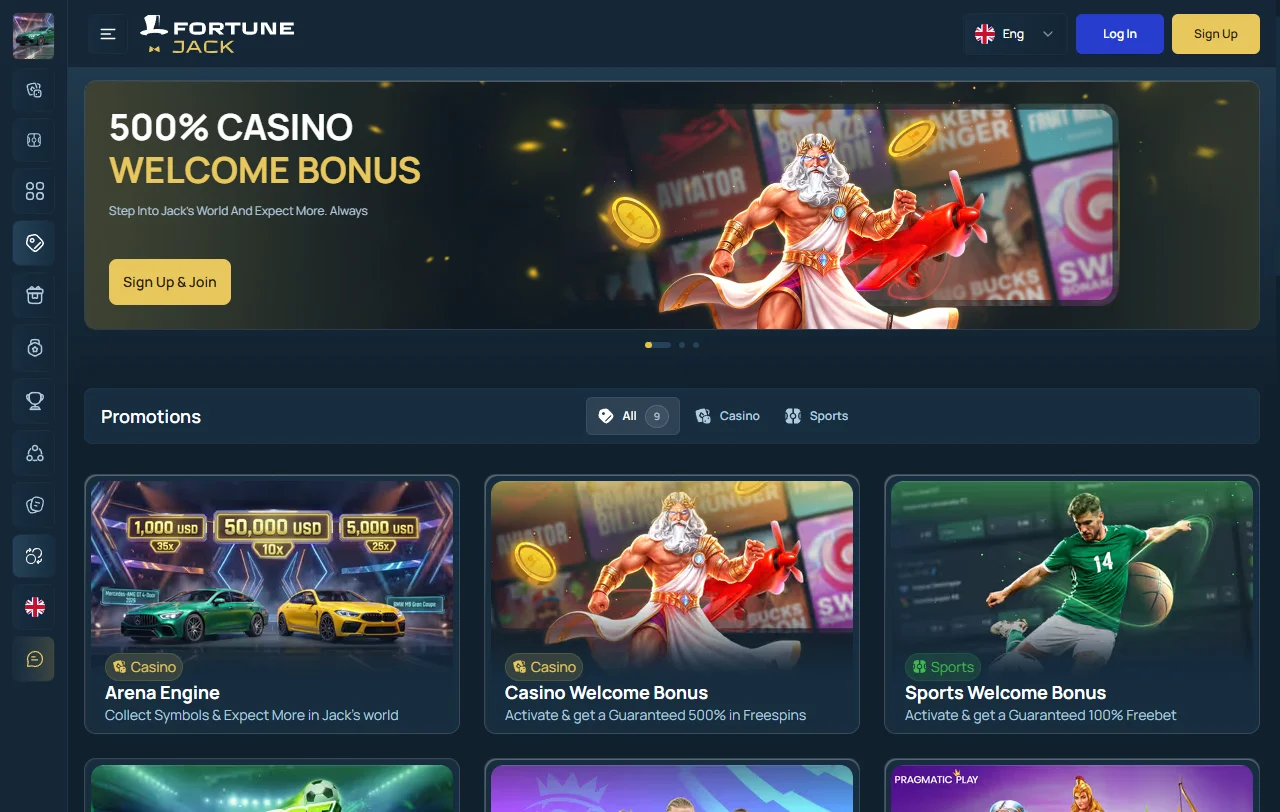 Seleção jogos e provedores principais FortuneJack Casino Brasil
