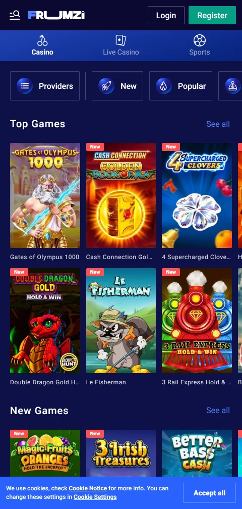 Métodos de depósito e saque incluindo PIX aceitos em Frumzi Casino Brasil para Brasil