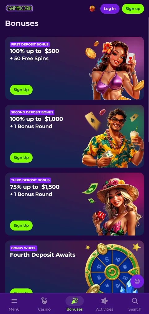 Depósitos saques PIX Gambloria Casino Brasil mobile