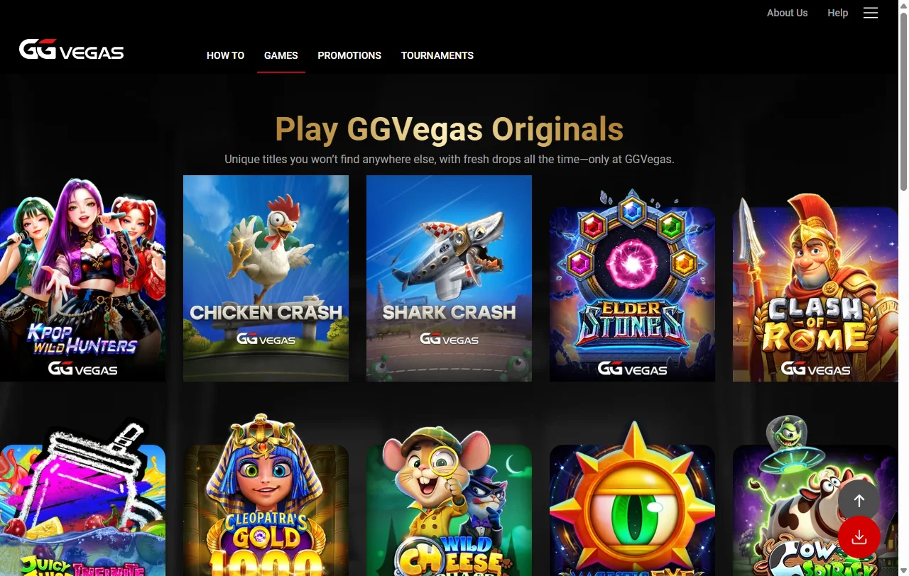 Seleção jogos e provedores no GG Vegas Casino Brasil