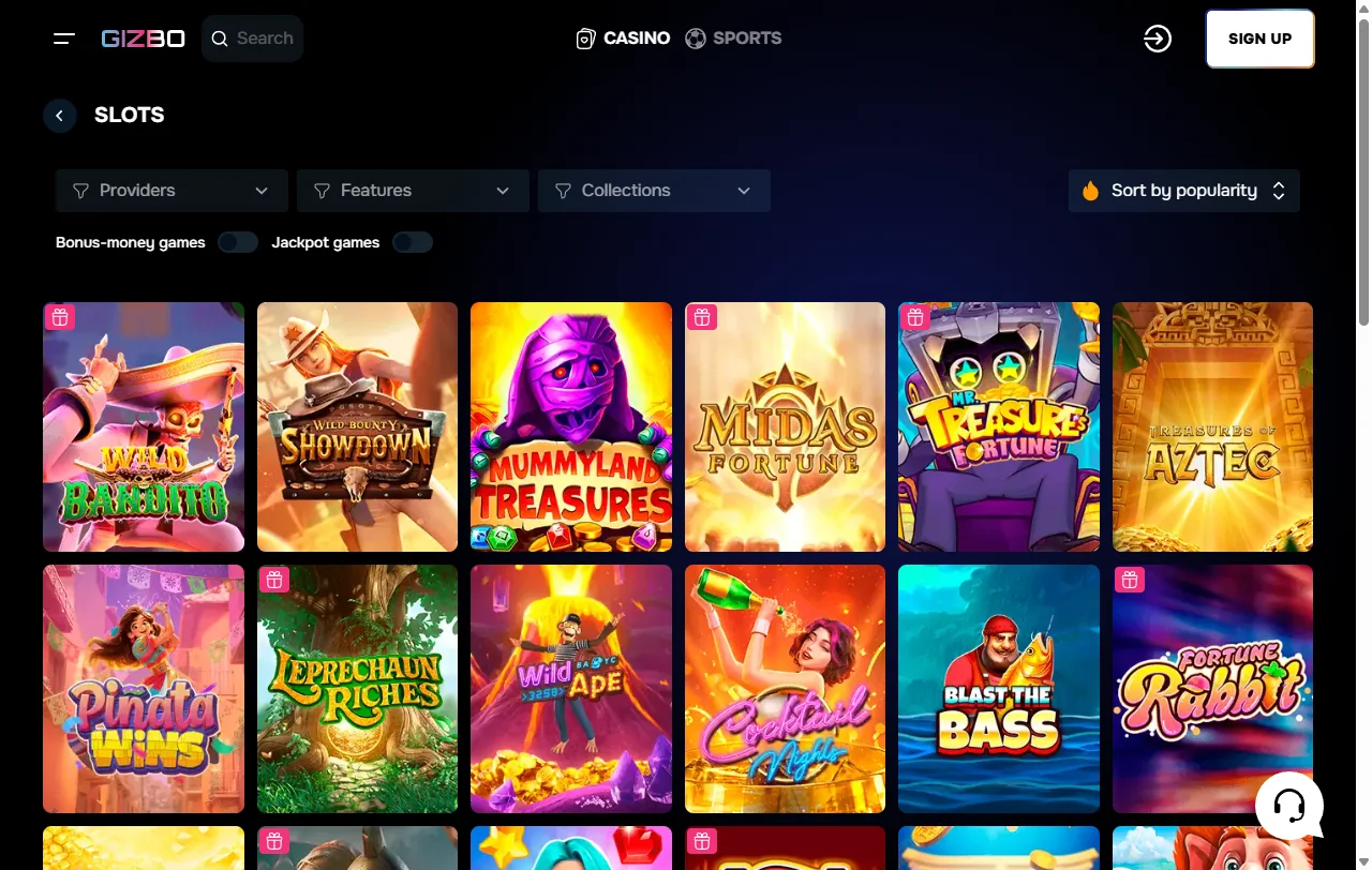 Promoções e bônus iniciais Gizbo Casino Brasil