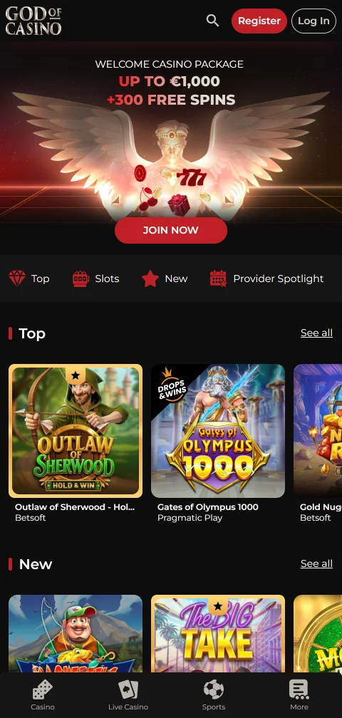 Jogos móveis acessíveis God of Casino Brasil em qualquer dispositivo