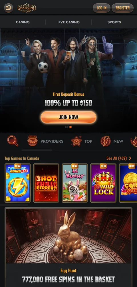 Acesso mobile otimizado Gransino Casino Brasil smartphones