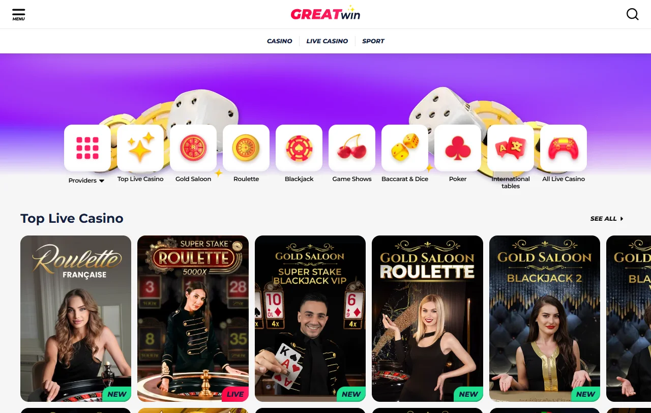 Promoções bônus e ofertas boas-vindas GreatWin Casino Brasil