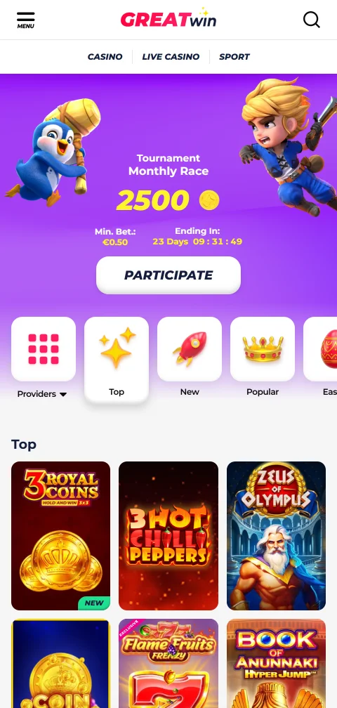 Depósitos saques métodos pagamento GreatWin Casino Brasil