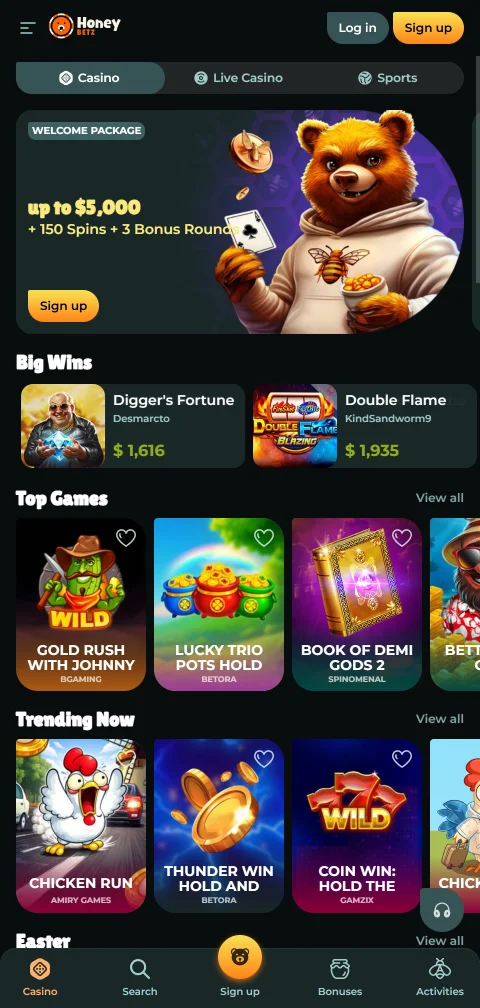 Jogos mobile acessíveis HoneyBetz Casino Brasil smartphones