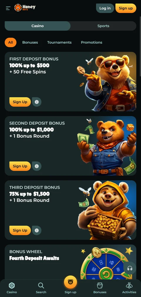 Pagamentos depósitos saques HoneyBetz Casino Brasil PIX