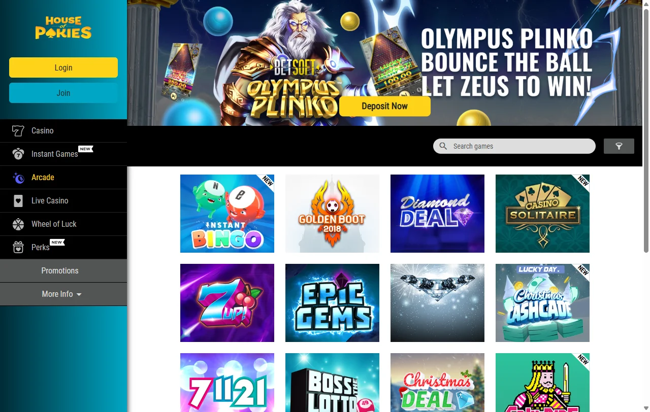 Slots e catálogo jogos House of Pokies Casino Brasil RTP alto