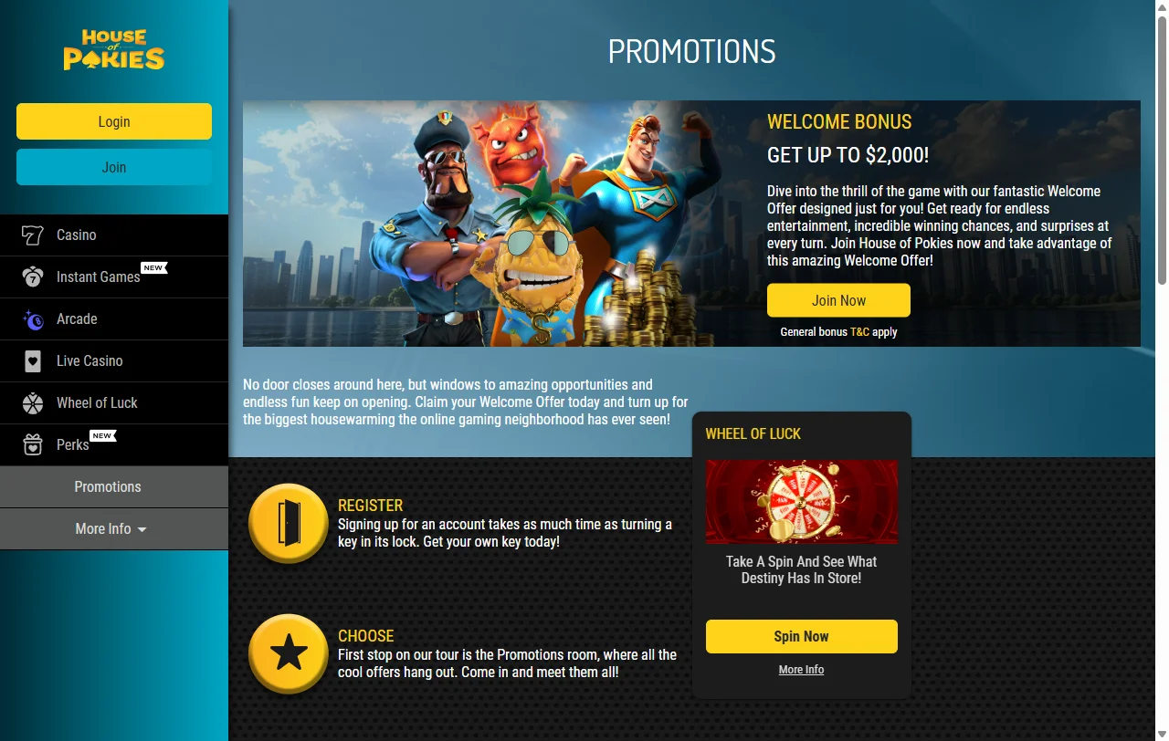 Bônus promoções House of Pokies Casino Brasil boas-vindas depósitos