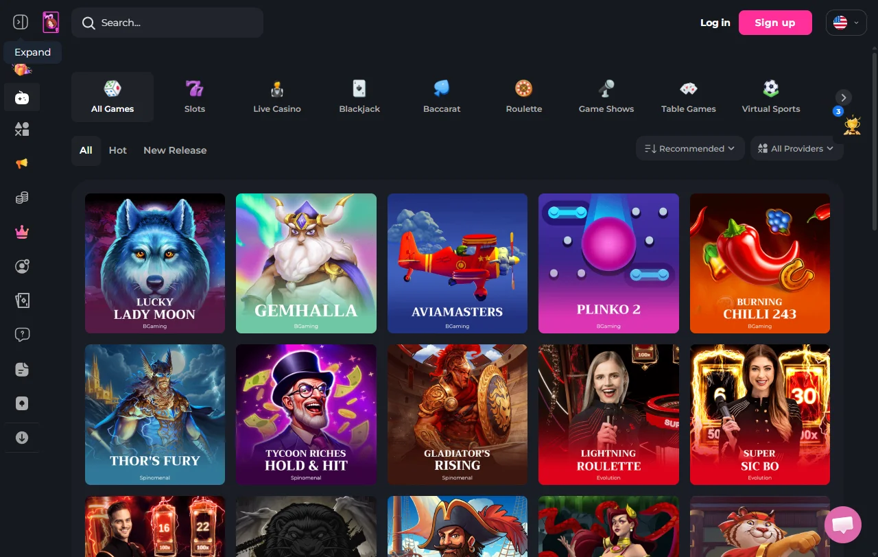 Jogos slots e live casino no Hunnyplay Casino Brasil