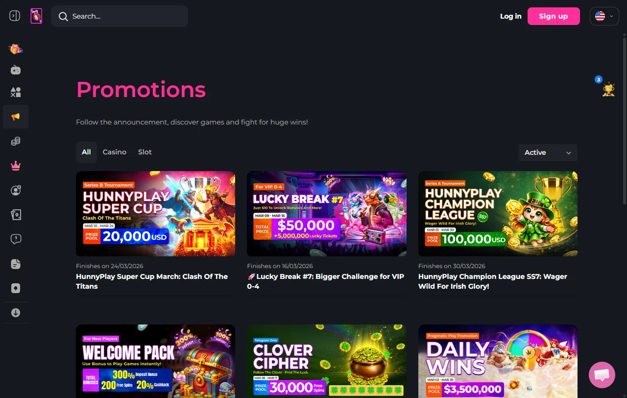 Bônus promoções e ofertas Hunnyplay Casino Brasil