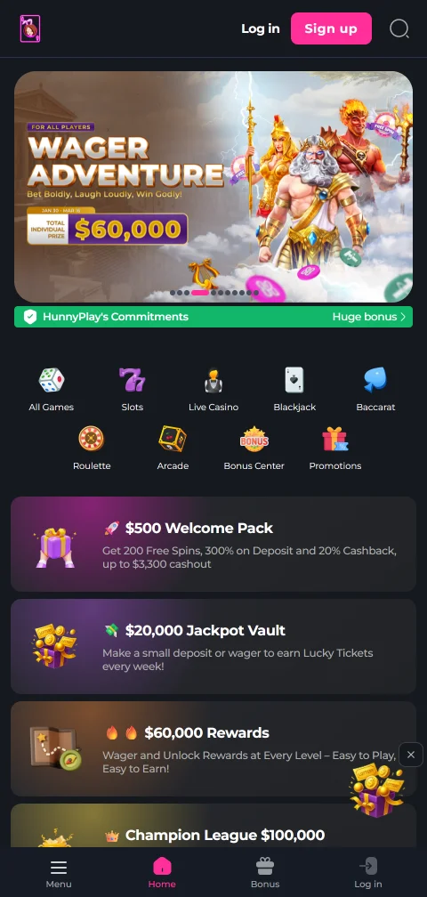 Jogos móveis acessíveis Hunnyplay Casino Brasil smartphone