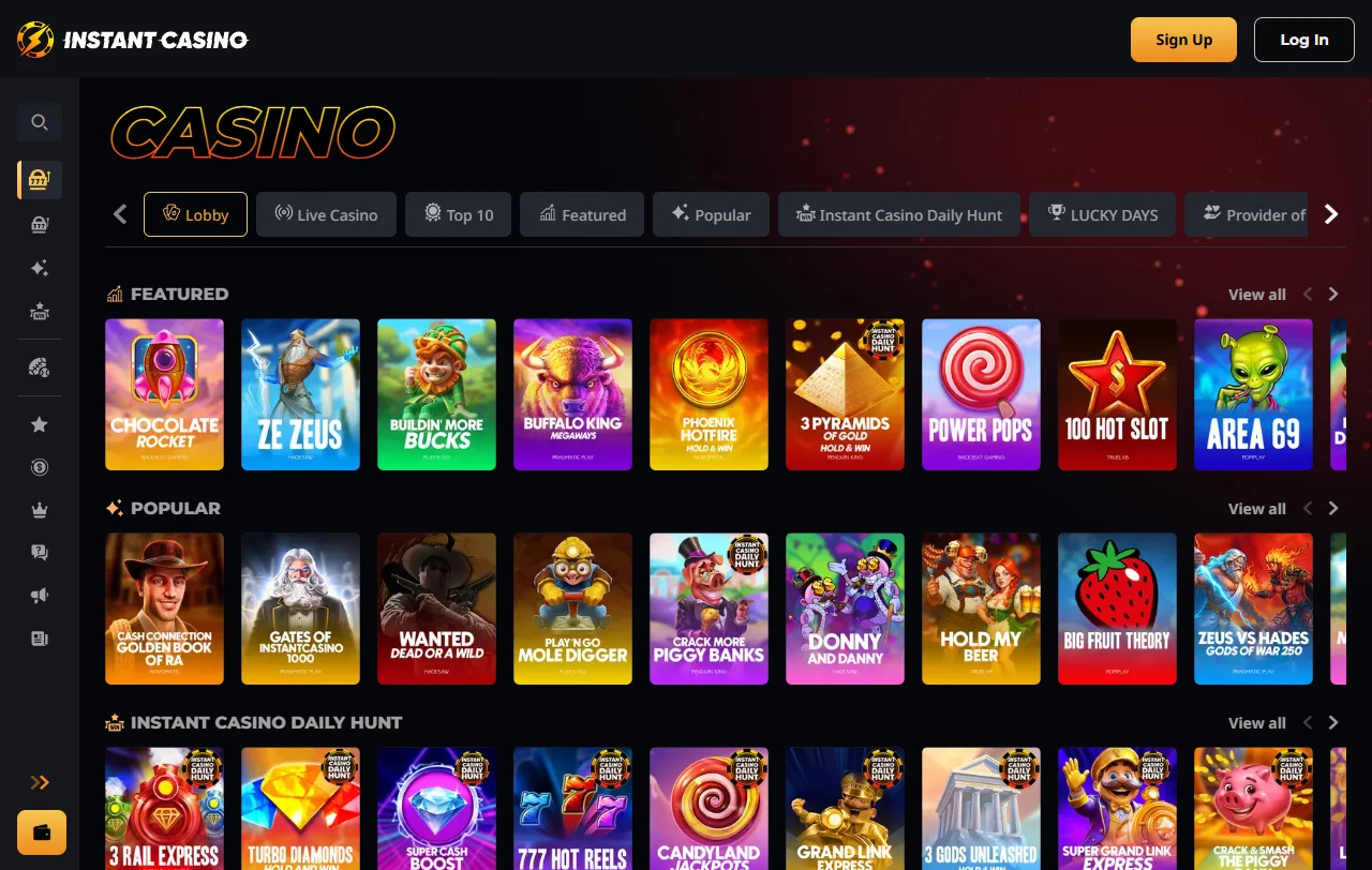 Promoções e bônus de boas-vindas Instant Casino Brasil