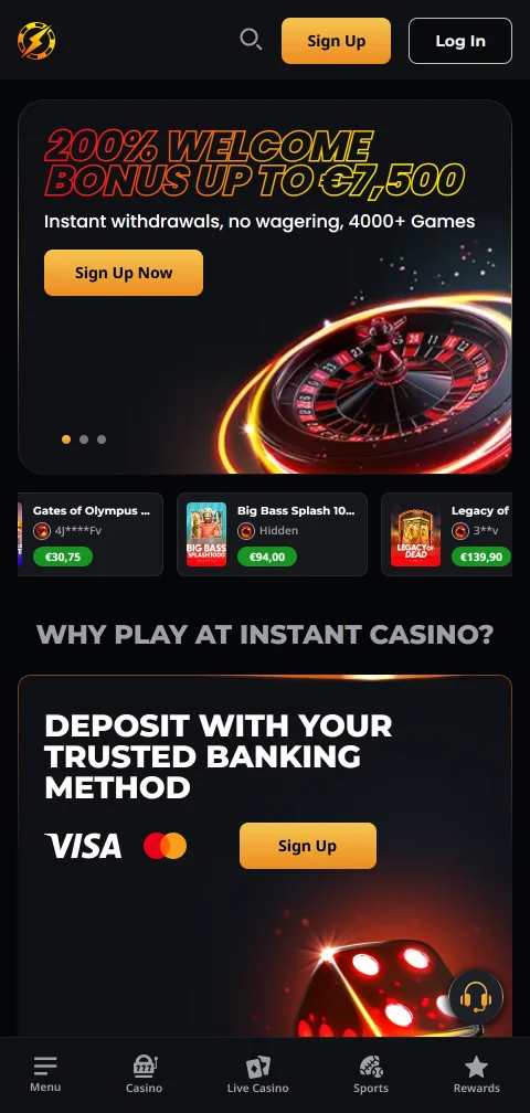 Jogos mobile responsivos Instant Casino Brasil acessíveis