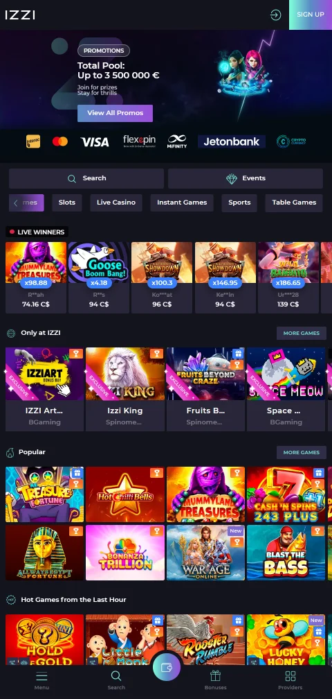 Izzi Casino Brasil otimizado para celular - acesso completo ao catálogo