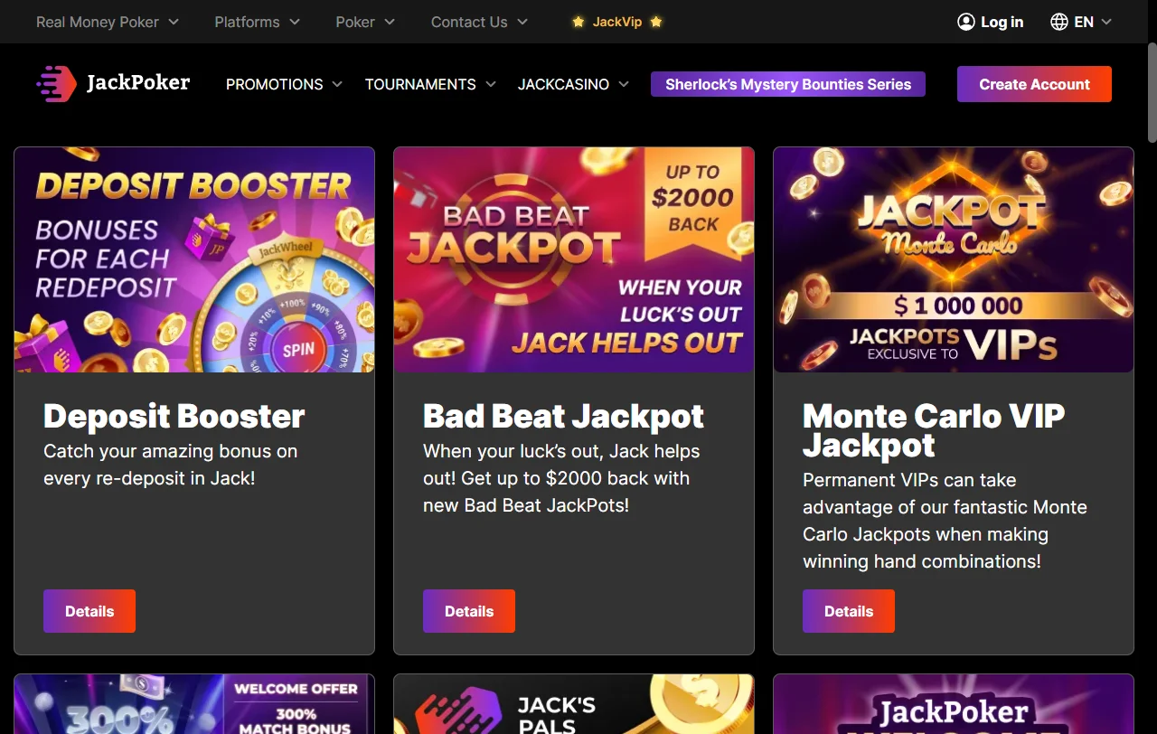 Jogos slots e live casino disponíveis no JackPoker Casino Brasil
