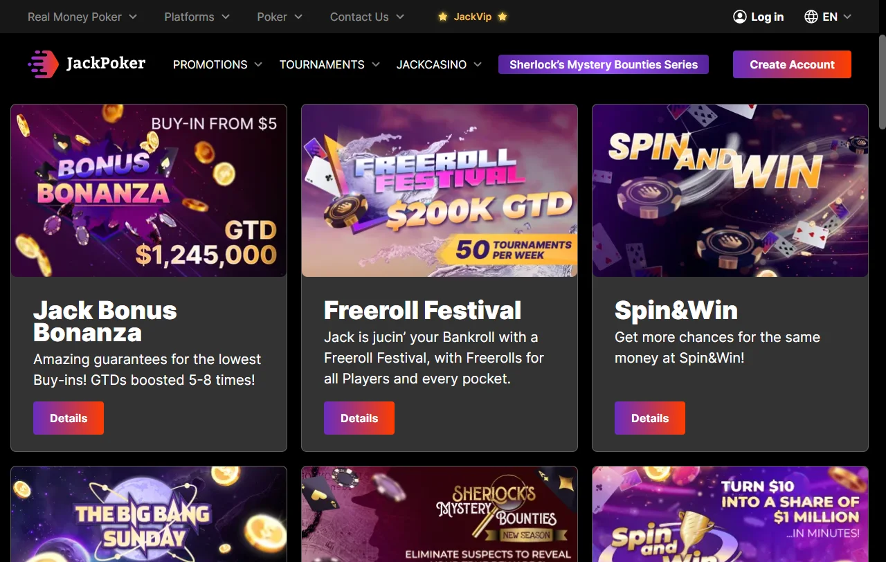 Bônus de boas-vindas e promoções do JackPoker Casino Brasil