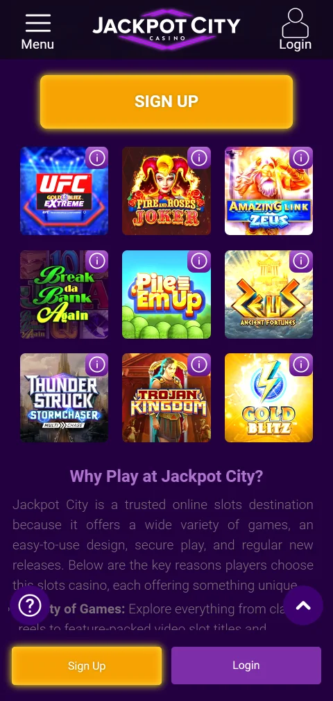 Pagamentos depósitos saques Jackpot City Casino Brasil opções