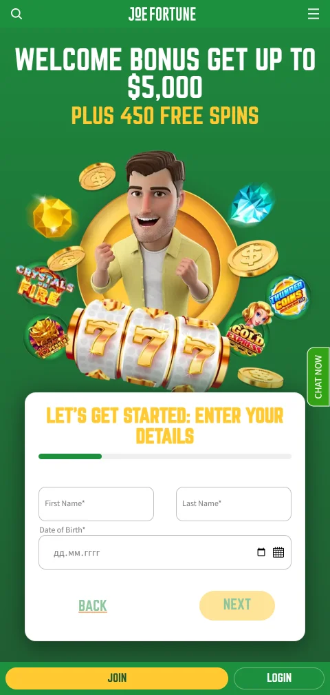 Jogos mobile acessíveis Joe Fortune Casino Brasil responsivo