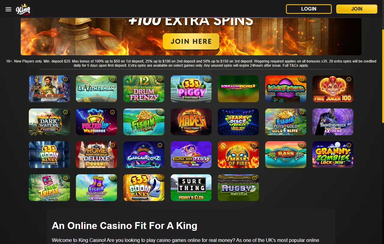Slots roleta blackjack catálogo KING Casino Brasil