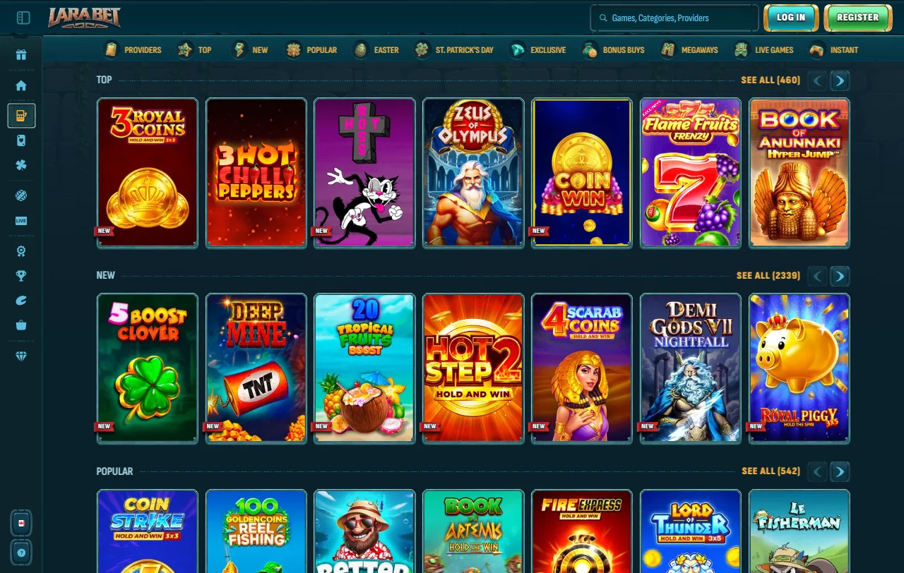 Slots e jogos de mesa disponíveis no LaraBet Casino Brasil