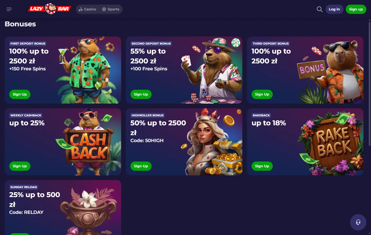 Slots e jogos variados disponíveis no LazyBar Casino Brasil