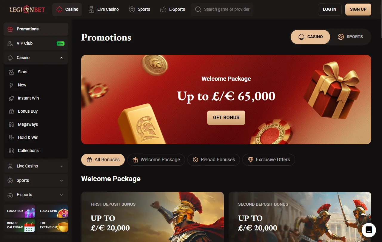 Seleção jogos e provedores Legionbet Casino Brasil destacados
