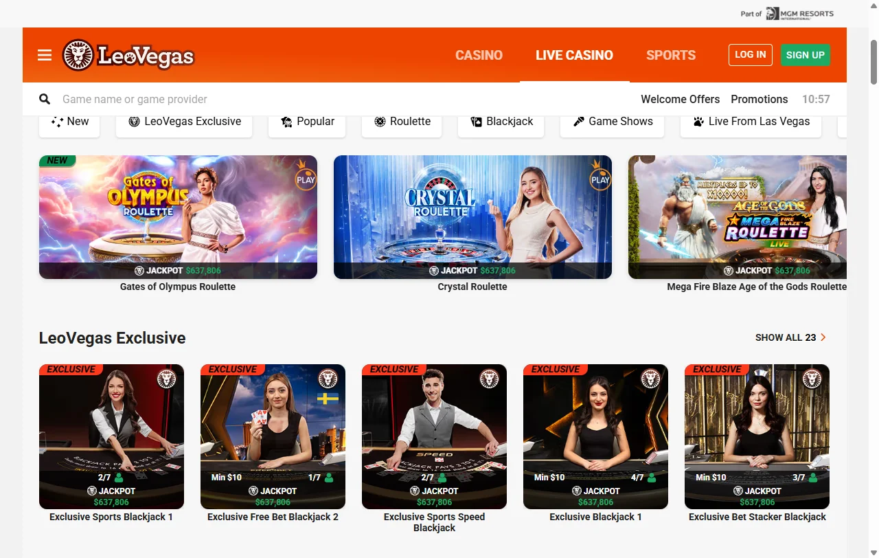 Ofertas bônus e promoções bem-vindas no LeoVegas Casino Brasil