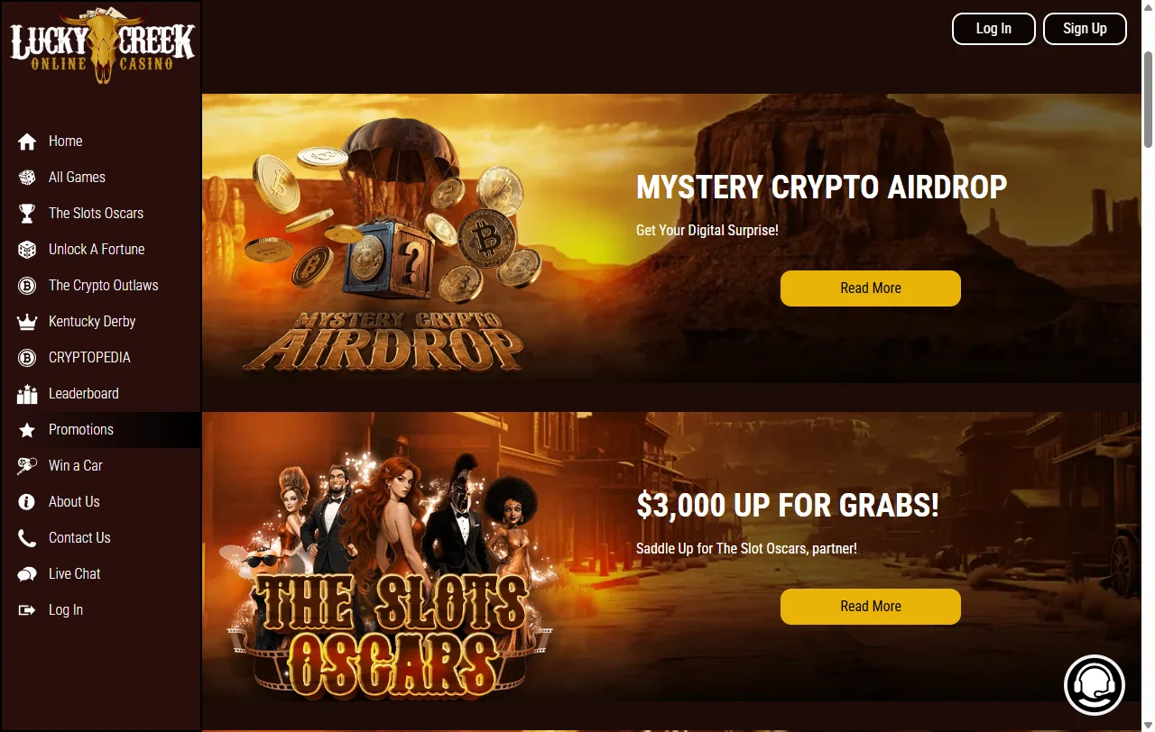 Bônus de boas-vindas e promoções Lucky Creek Casino Brasil