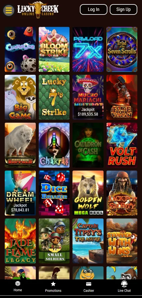 Pagamentos PIX e saques no Lucky Creek Casino Brasil