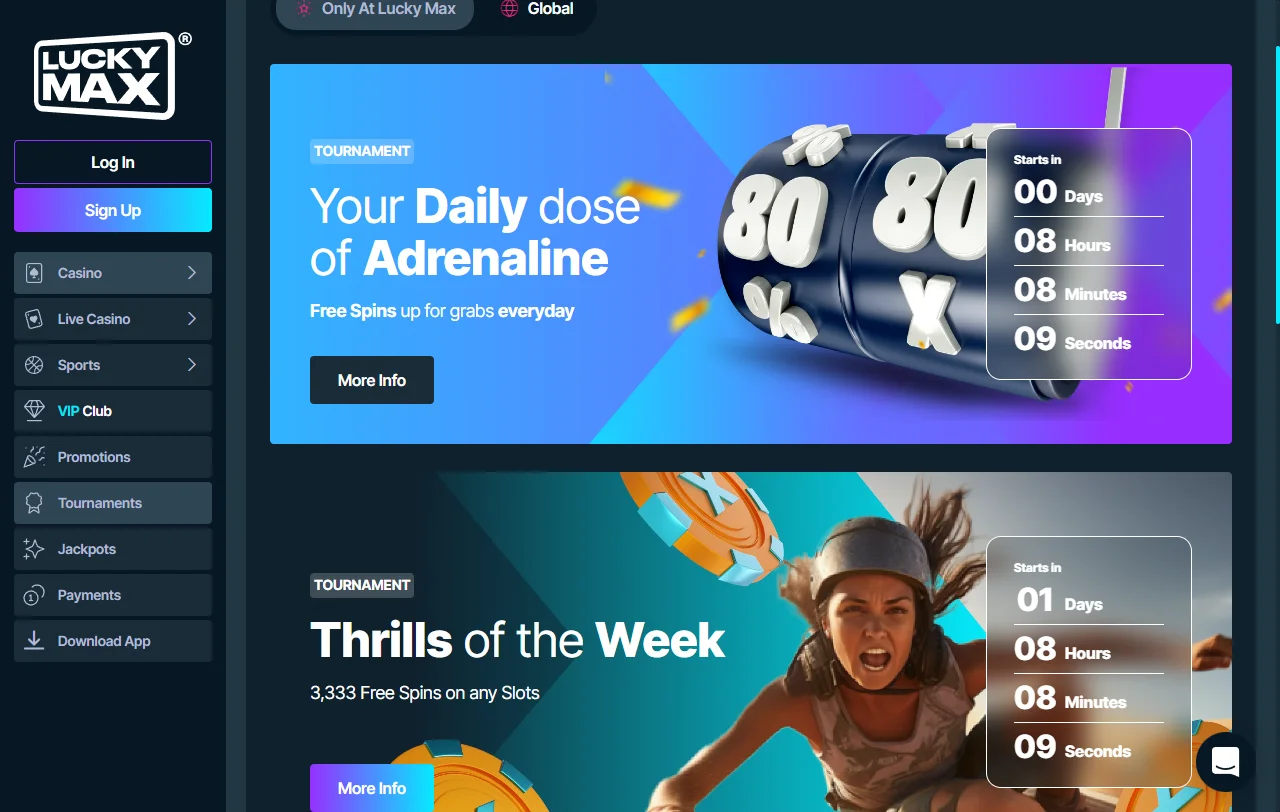 Promoções e bônus de boas-vindas do Lucky Max Casino Brasil