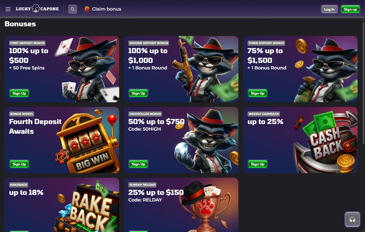 Jogos slots mesas live disponíveis LuckyCapone Casino Brasil