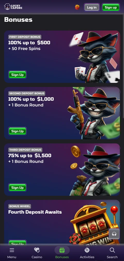 Depósitos saques métodos pagamento LuckyCapone Casino Brasil