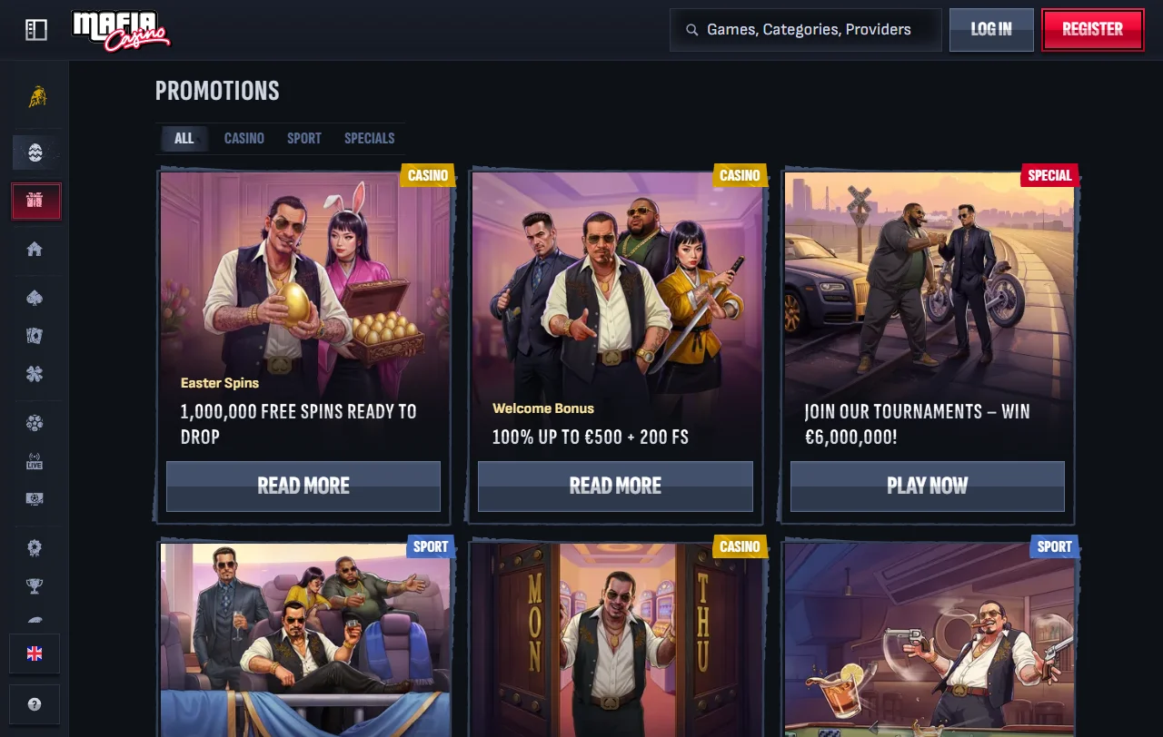 Bônus de boas-vindas e promoções ativas no Mafia Casino Brasil