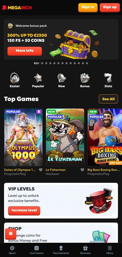 Jogos mobile e acessibilidade Megarich Casino Brasil