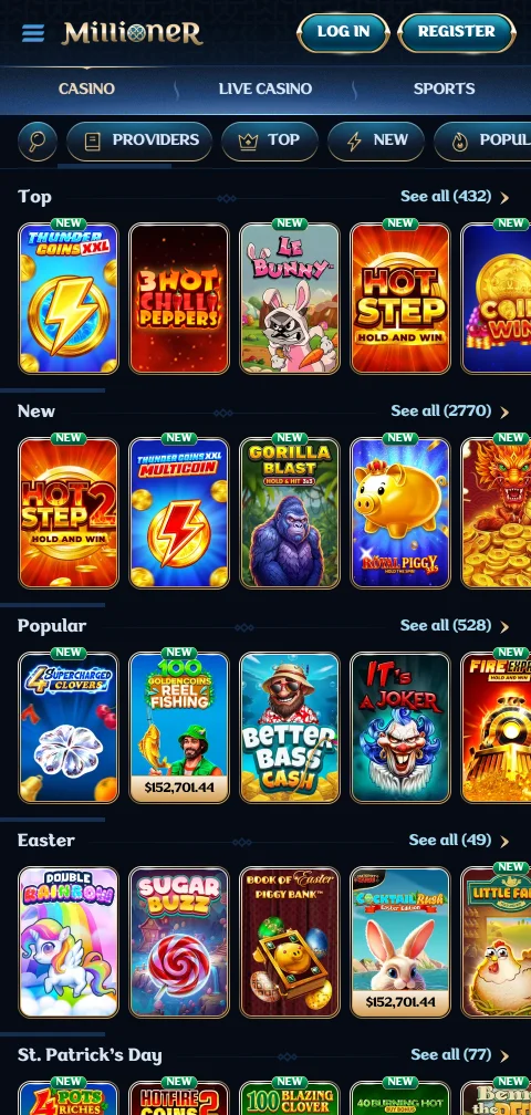 Pagamentos PIX no Millioner Casino Brasil mobile