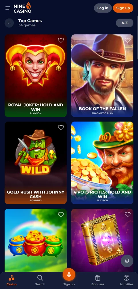 Pagamentos e saques na Nine Casino Brasil mobile